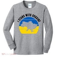 I Stand With Ukraine Ukrainian Map Kids Long Sleeve Shirt thumb 0