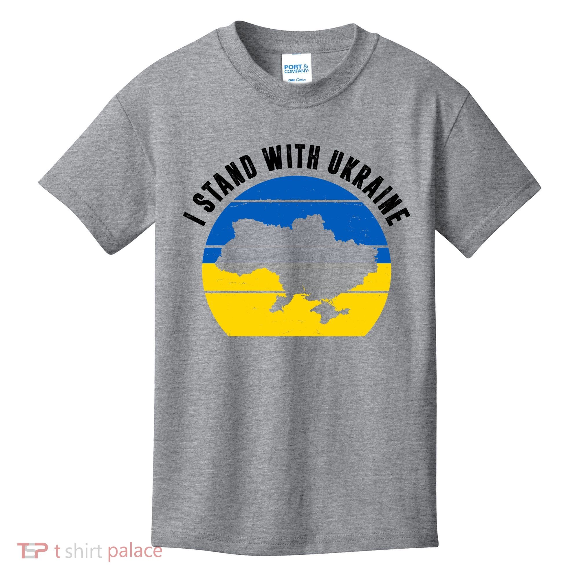 I Stand With Ukraine Ukrainian Map Kids T-Shirt