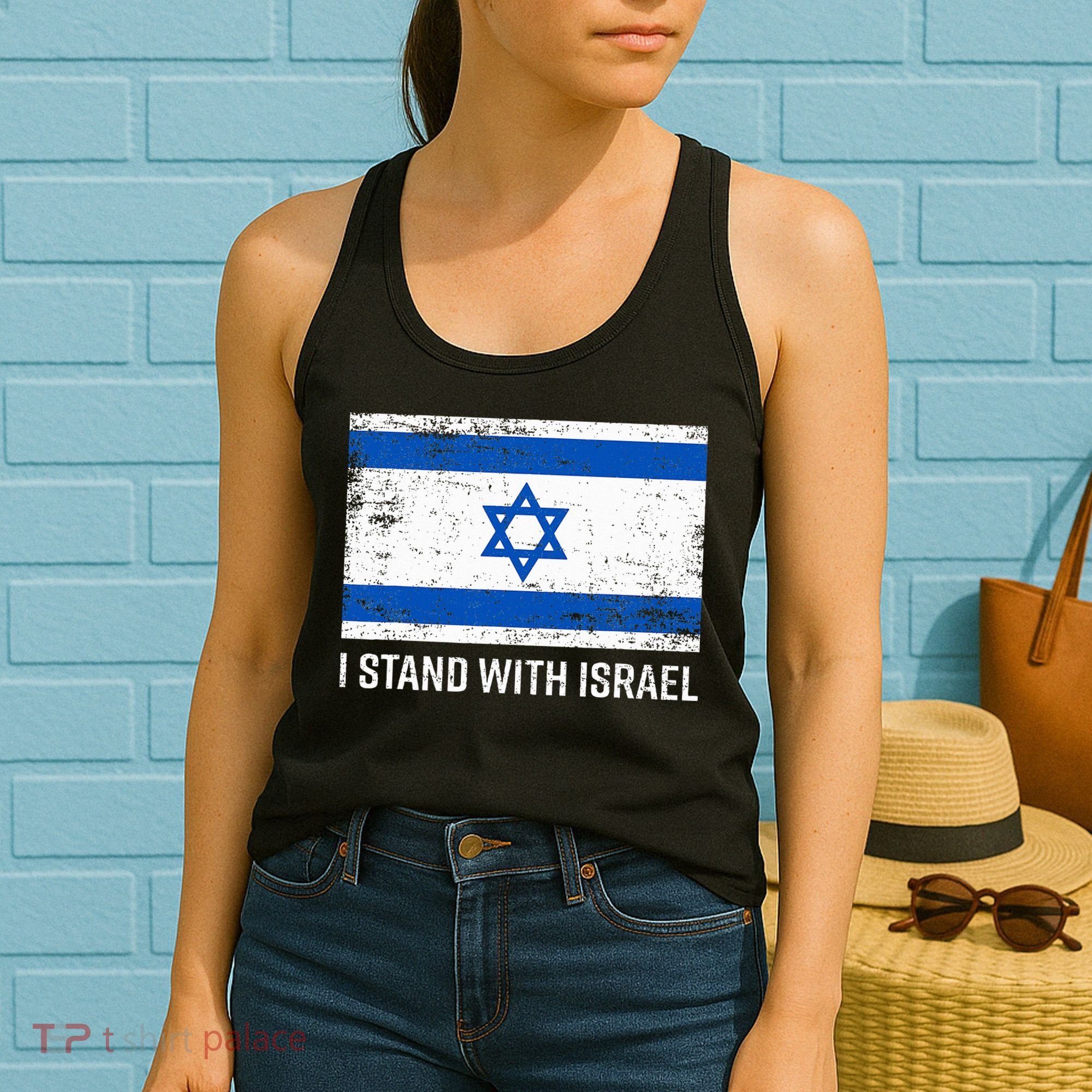 I Stand With Israel  Israeli Flag Jewish Star Of David  Women's Tank Top