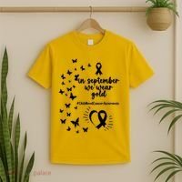 In September We Wear Gold Childhood Cancer Awareness T-Shirt thumb 2