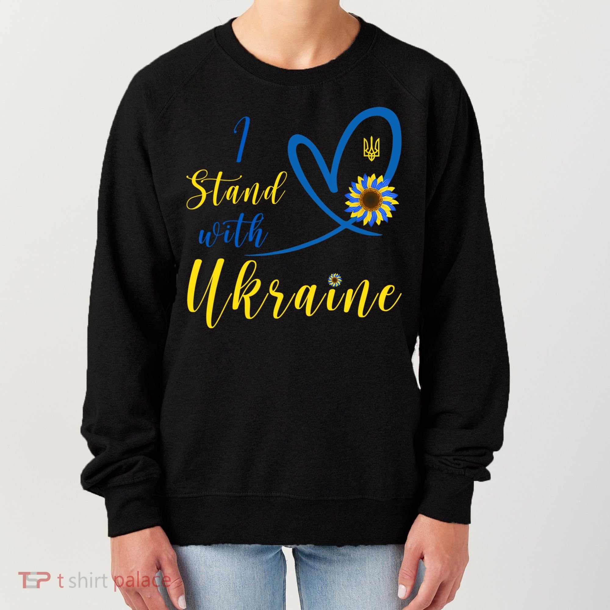 I Stand With Ukraine Flag Symbol Sunflower Women's Sweatshirt