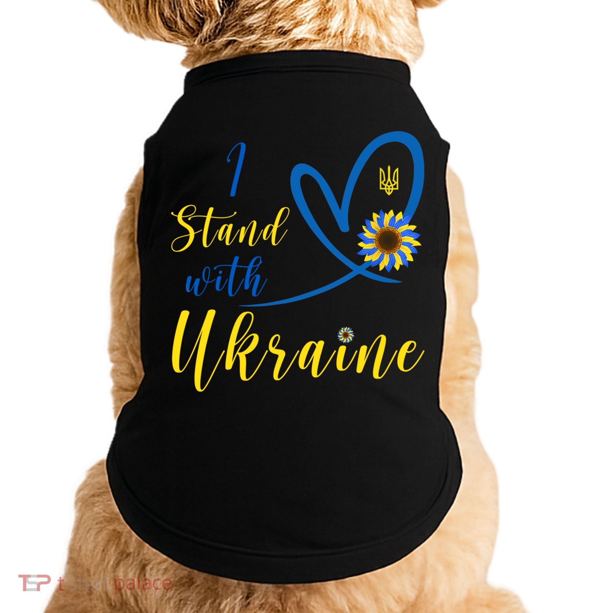 I Stand With Ukraine Flag Symbol Sunflower Doggie Tank