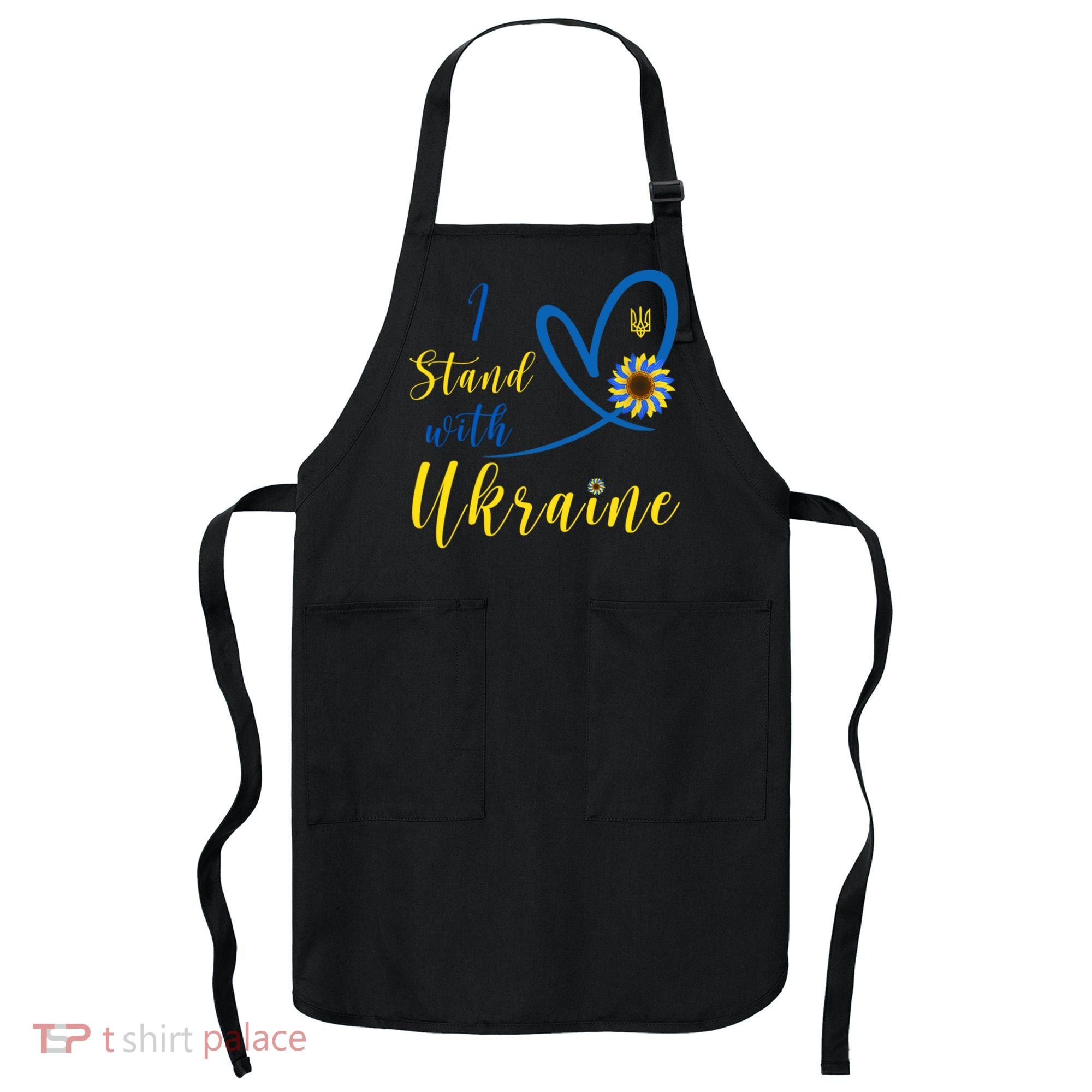 I Stand With Ukraine Flag Symbol Sunflower Apron