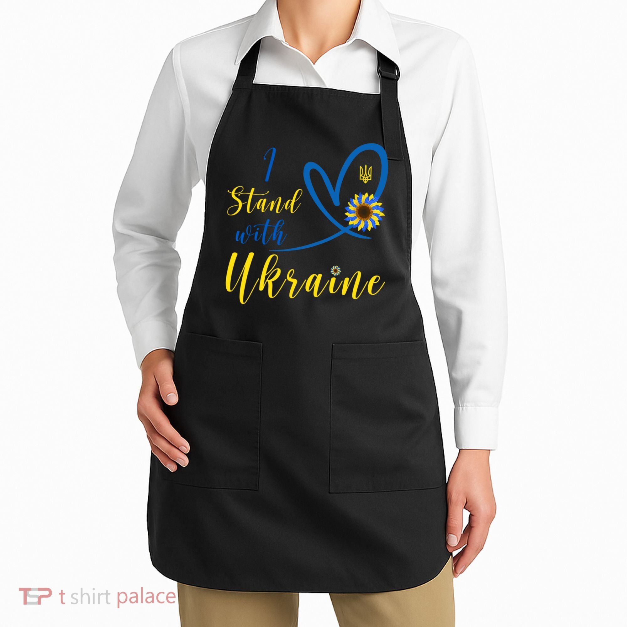 I Stand With Ukraine Flag Symbol Sunflower Apron