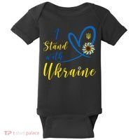 I Stand With Ukraine Flag Symbol Sunflower Baby Bodysuit thumb 0