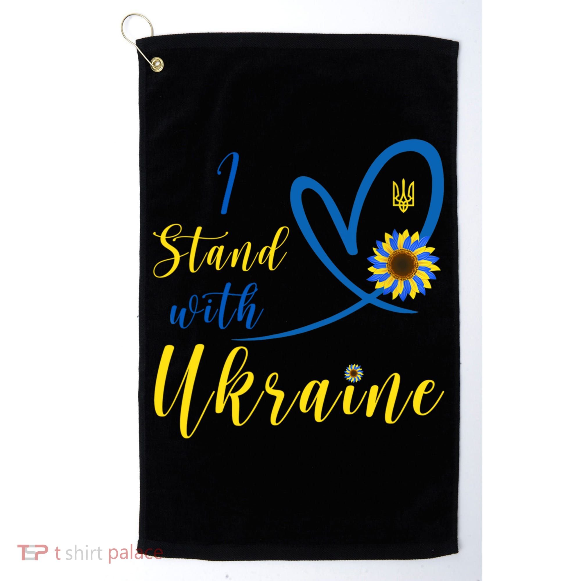 I Stand With Ukraine Flag Symbol Sunflower Golf Towel
