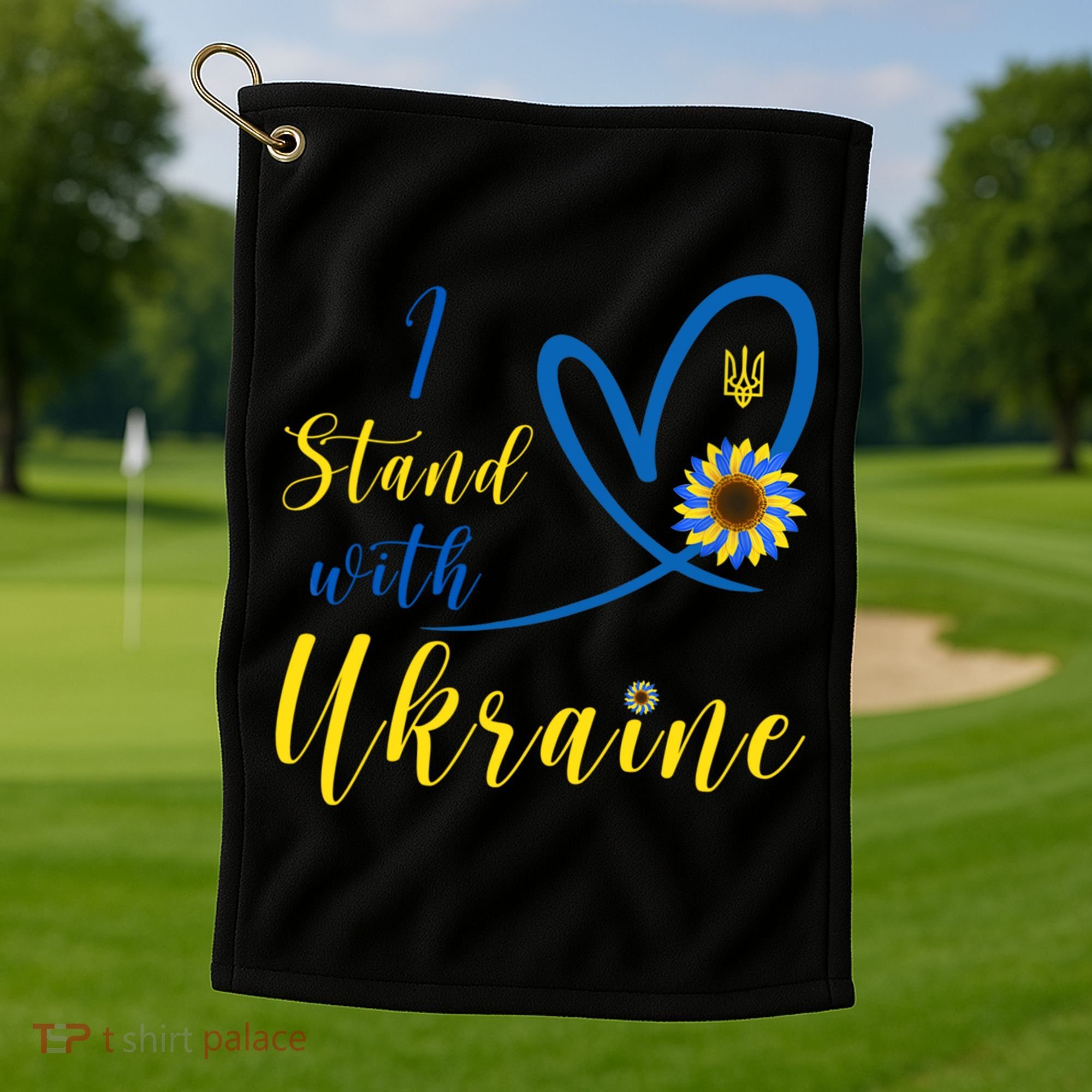I Stand With Ukraine Flag Symbol Sunflower Golf Towel