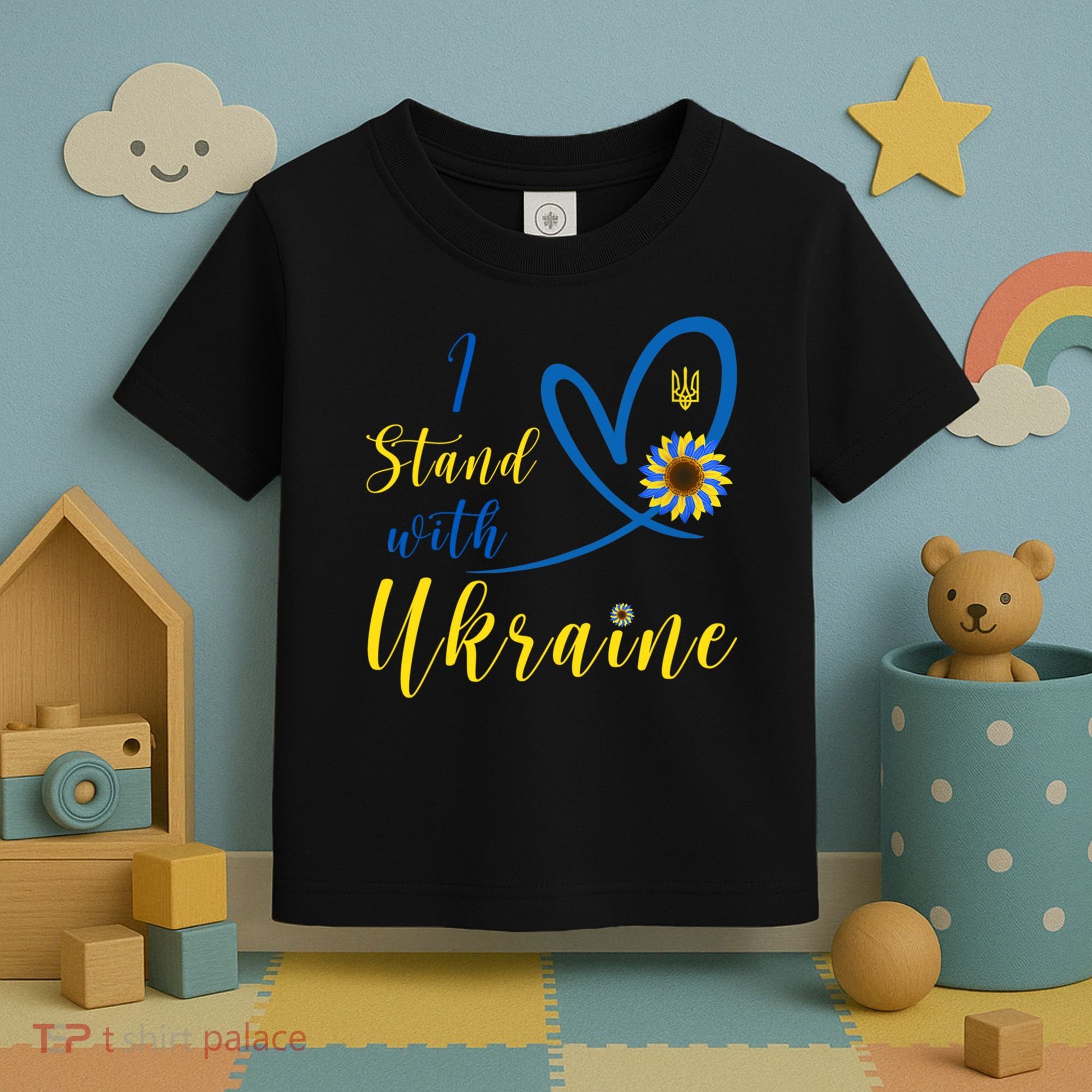 I Stand With Ukraine Flag Symbol Sunflower Toddler T-Shirt