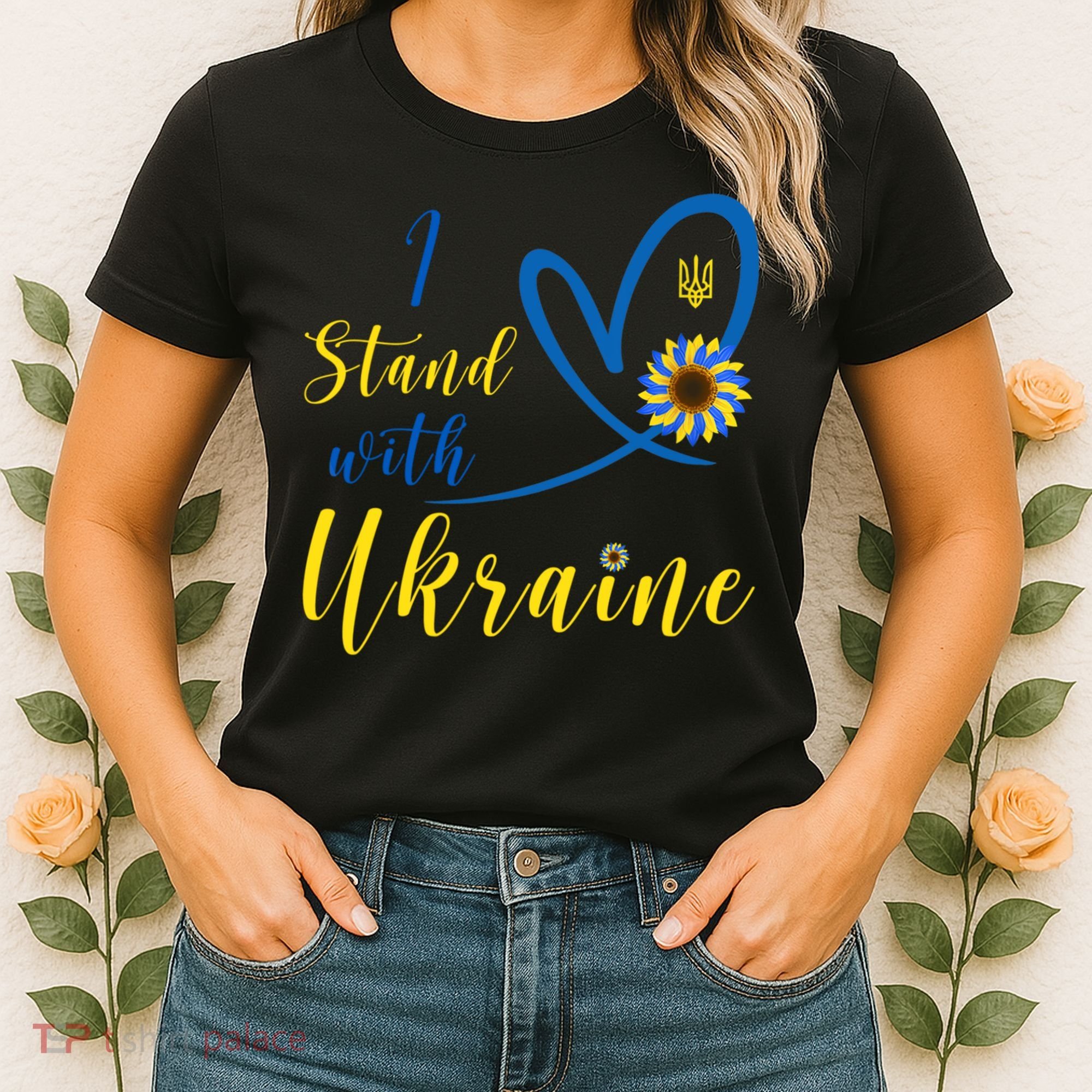 I Stand With Ukraine Flag Symbol Sunflower Women's T-Shirt