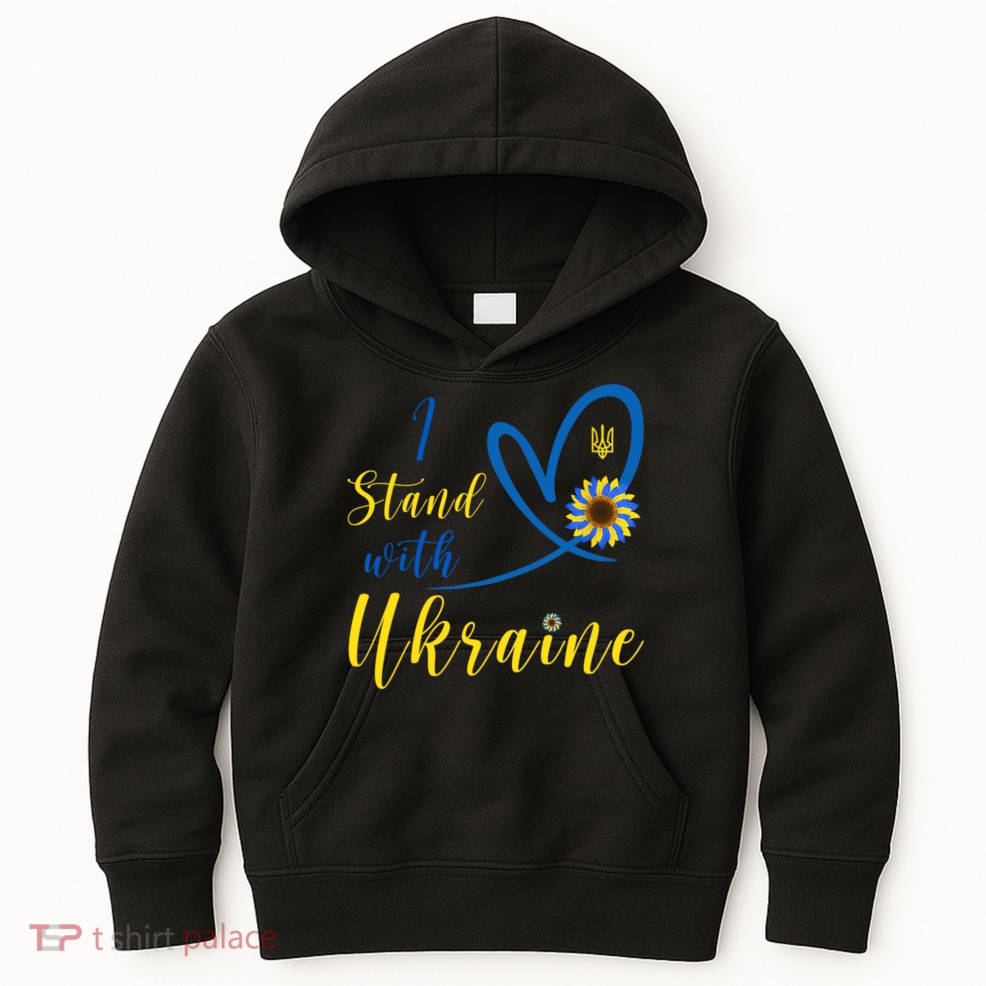 I Stand With Ukraine Flag Symbol Sunflower Kids Hoodie