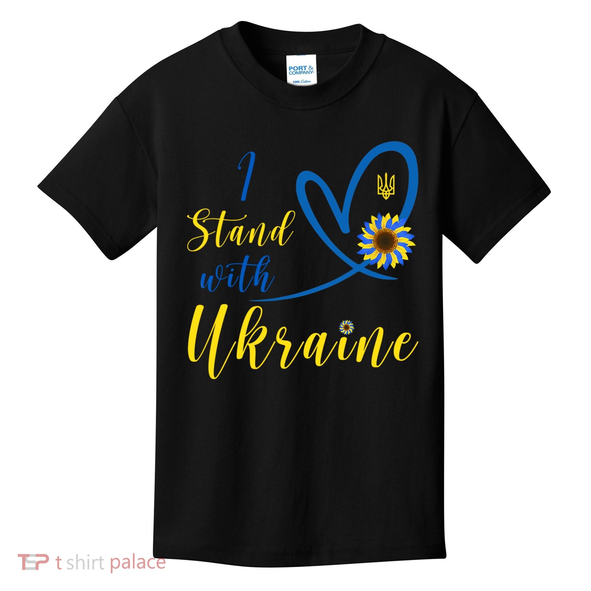 I Stand With Ukraine Flag Symbol Sunflower Kids T-Shirt