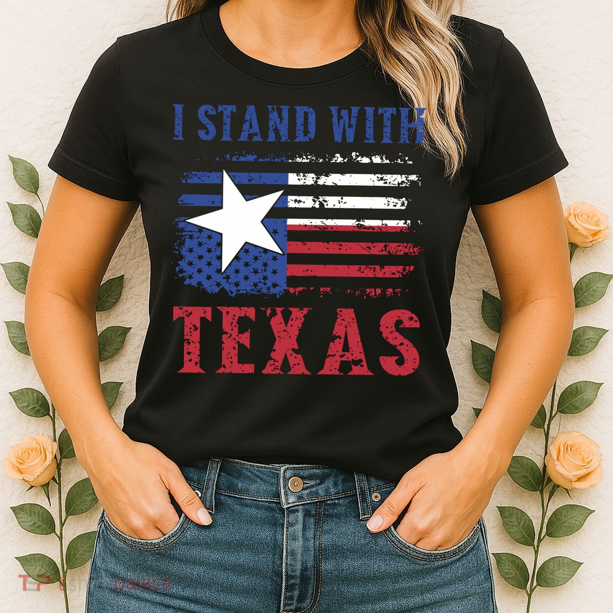 I Stand With Texas Flag Usa State Of Texas Women's T-Shirt