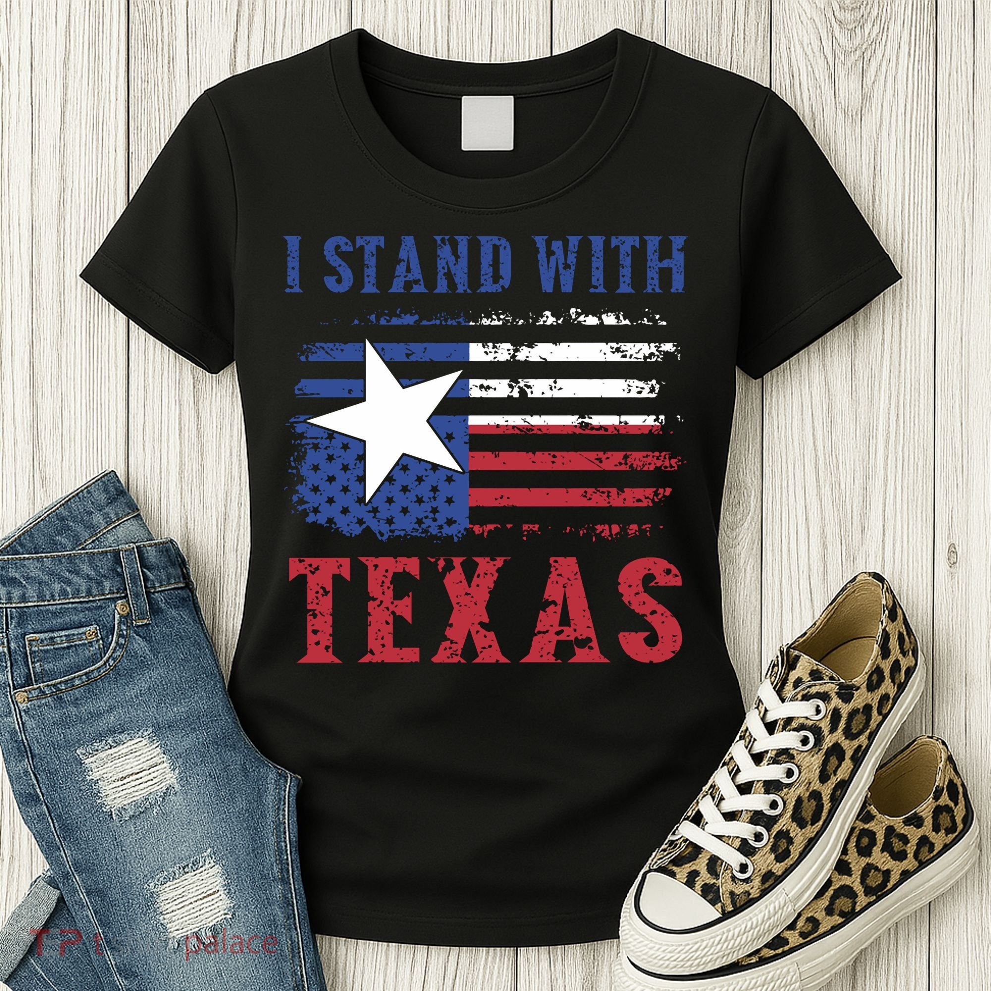 I Stand With Texas Flag Usa State Of Texas Women's T-Shirt