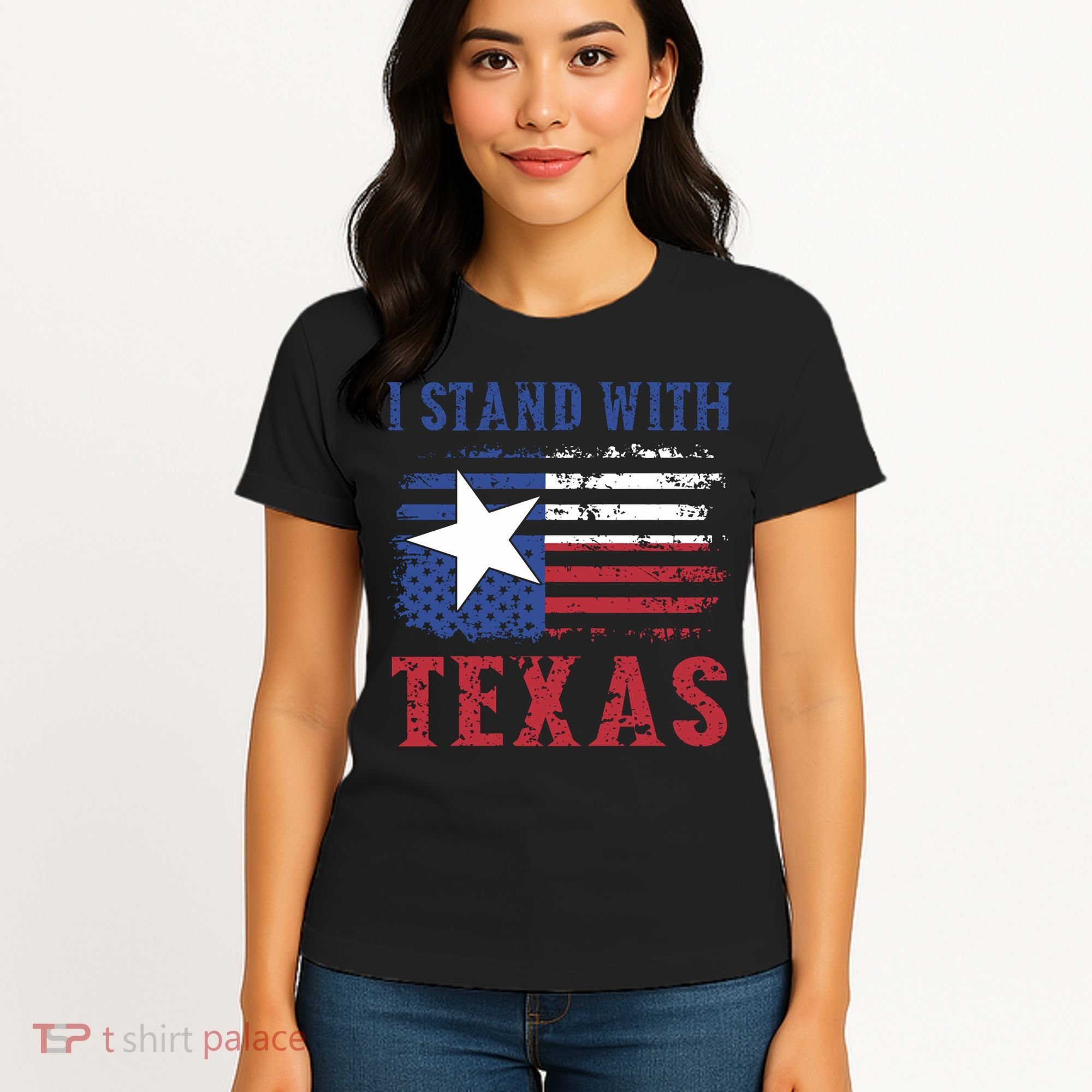 I Stand With Texas Flag Usa State Of Texas Women's T-Shirt