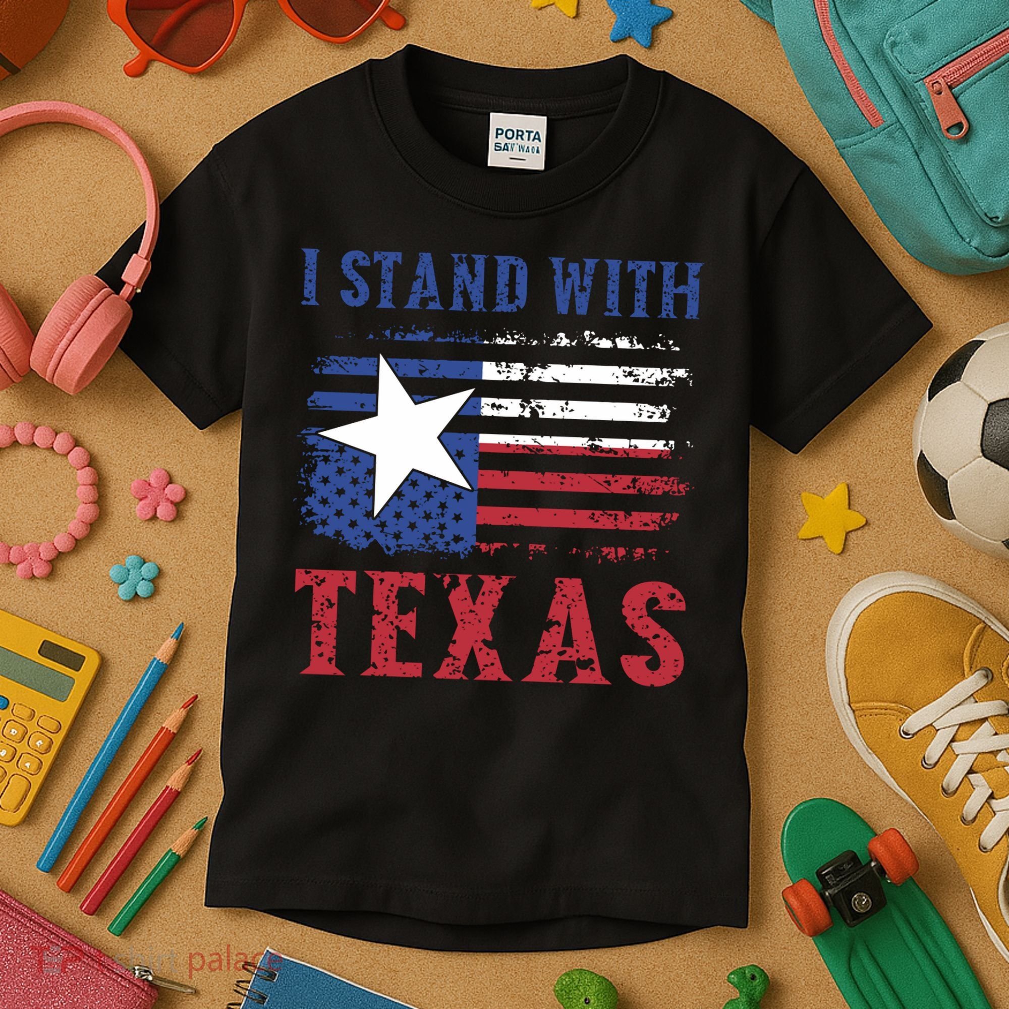 I Stand With Texas Flag Usa State Of Texas Kids T-Shirt