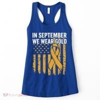 In September We Wear Gold Childhood Cancer Awareness Us Flag Women's Tank Top thumb 0
