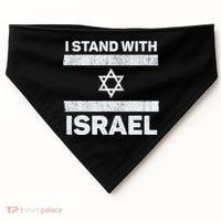 I Stand With Israel My Support Israel Flag Pride USA-Made Doggie Bandana thumb 0