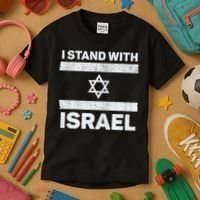 I Stand With Israel My Support Israel Flag Pride Kids T-Shirt thumb 3