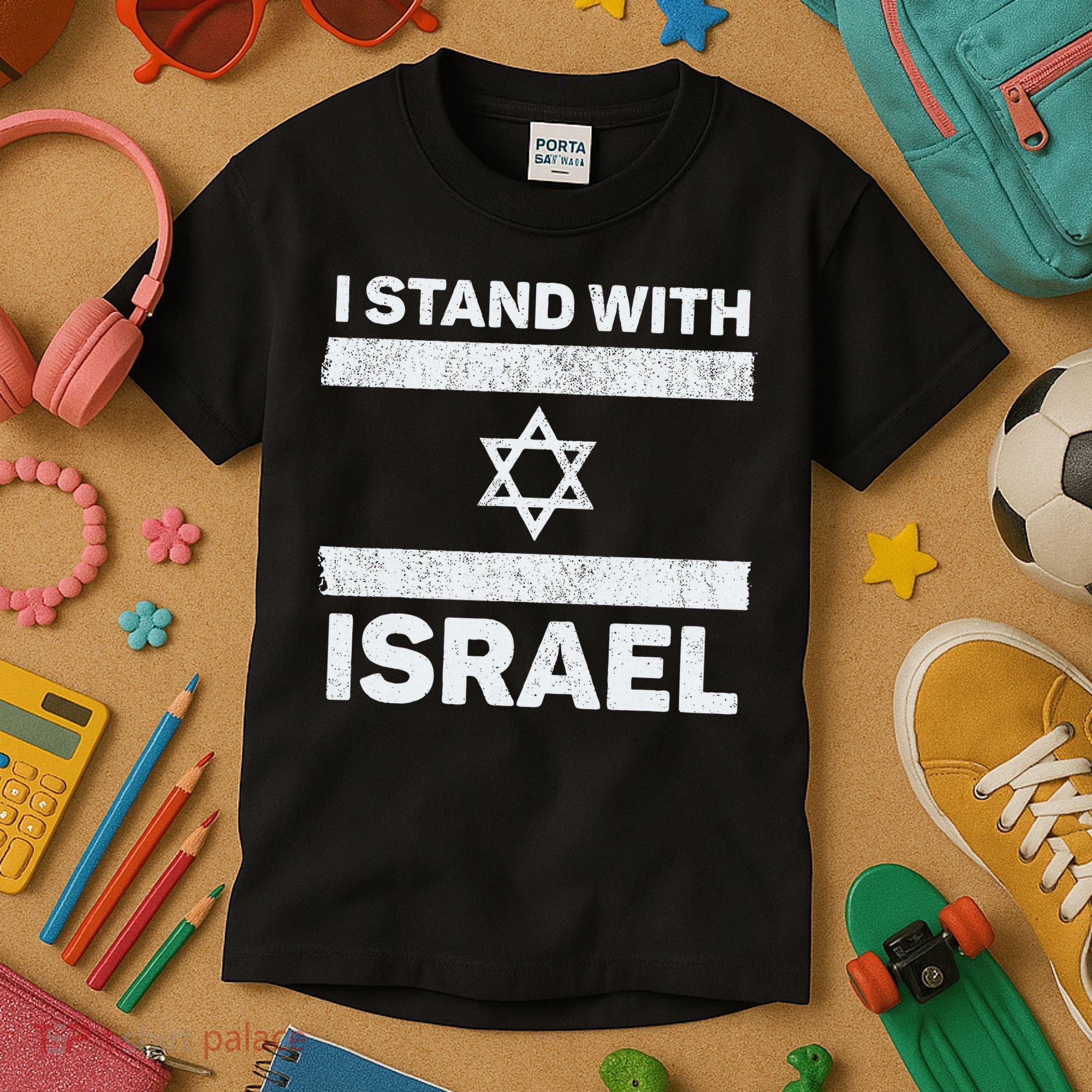 I Stand With Israel My Support Israel Flag Pride Kids T-Shirt