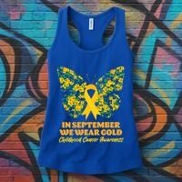 In September We Wear Gold Childhood Cancer Awareness Flower Butterfly Women's Tank Top thumb 3