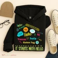 It Starts With Hello Friendship Unity Inclusion Teacher Gift Hoodie thumb 4