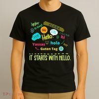 It Starts With Hello Friendship Unity Inclusion Teacher Gift T-Shirt thumb 3