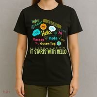 It Starts With Hello Friendship Unity Inclusion Teacher Gift T-Shirt thumb 4