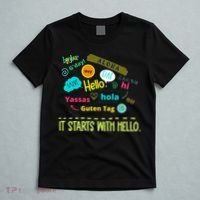 It Starts With Hello Friendship Unity Inclusion Teacher Gift T-Shirt thumb 5