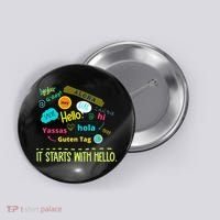 It Starts With Hello Friendship Unity Inclusion Teacher Gift Button thumb 0