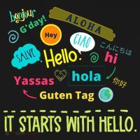 It Starts With Hello Friendship Unity Inclusion Teacher Gift Button thumb 1