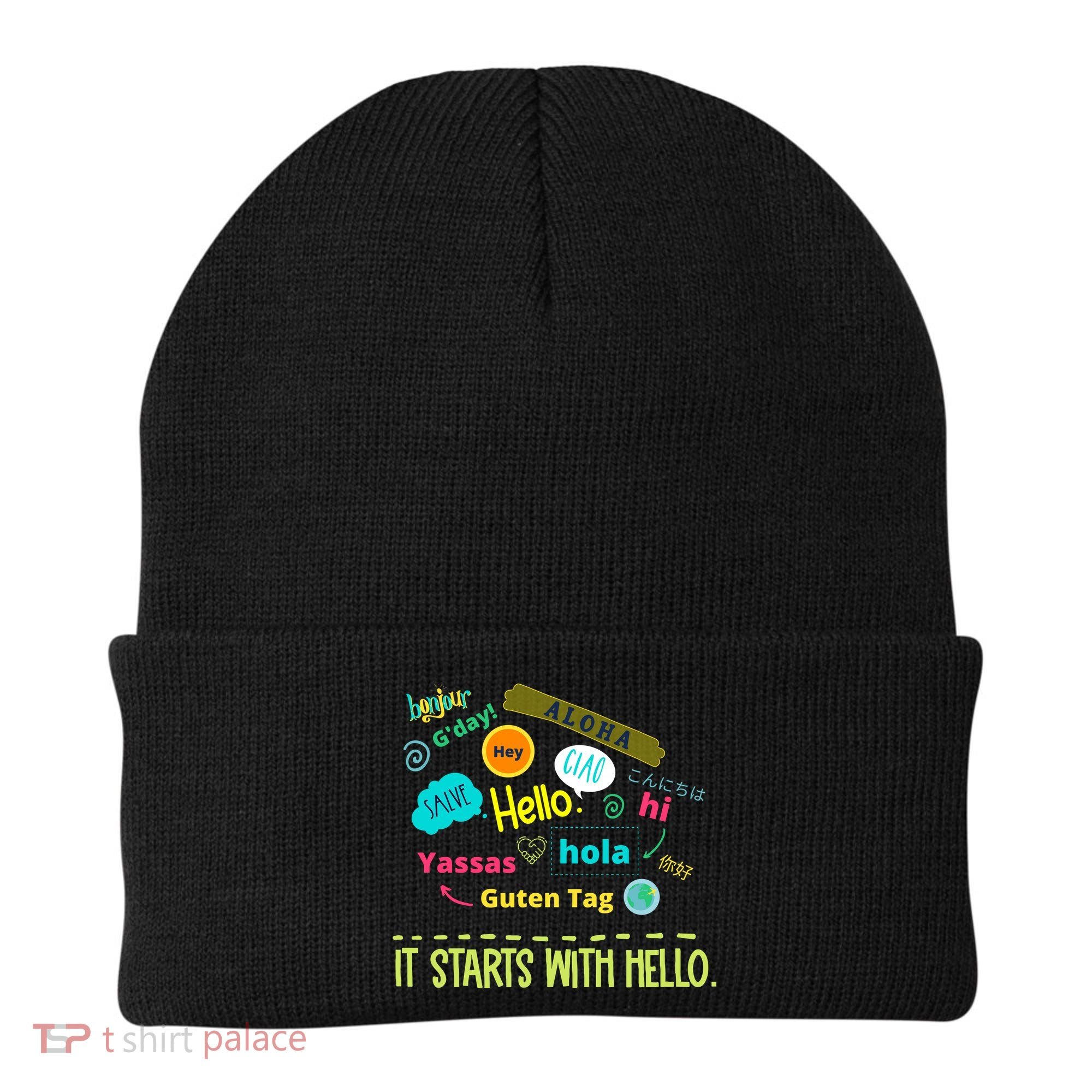 It Starts With Hello Friendship Unity Inclusion Teacher Gift Beanie