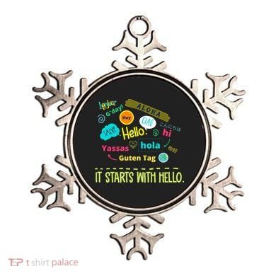 It Starts With Hello Friendship Unity Inclusion Teacher Gift Ornament