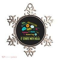 It Starts With Hello Friendship Unity Inclusion Teacher Gift Ornament thumb 0