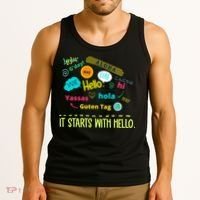 It Starts With Hello Friendship Unity Inclusion Teacher Gift Tank Top thumb 3