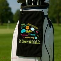 It Starts With Hello Friendship Unity Inclusion Teacher Gift Golf Towel thumb 2