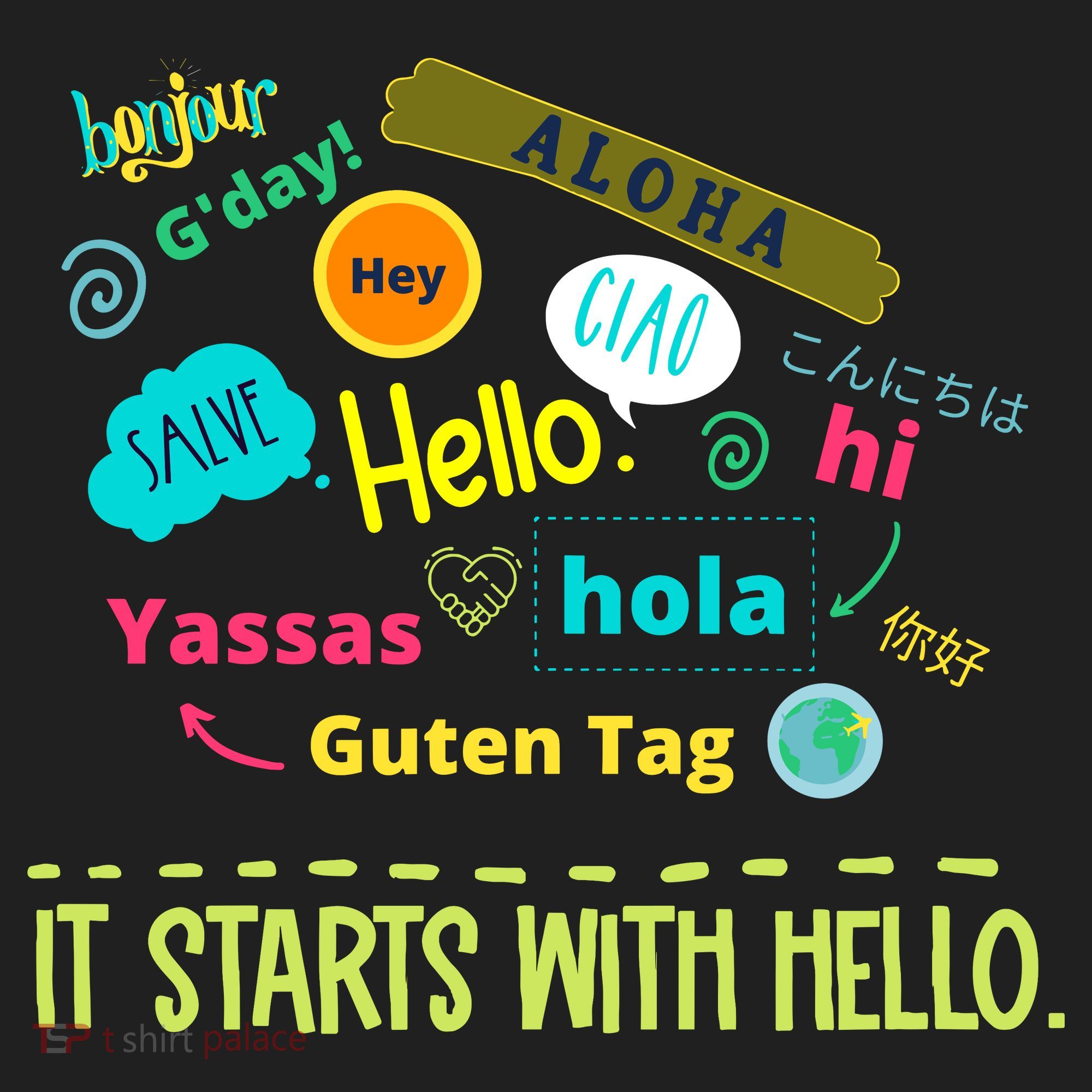 It Starts With Hello Friendship Unity Inclusion Teacher Gift Golf Towel