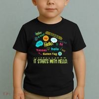 It Starts With Hello Friendship Unity Inclusion Teacher Gift Toddler T-Shirt thumb 2
