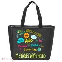 It Starts With Hello Friendship Unity Inclusion Teacher Gift Tote Bag thumb 0
