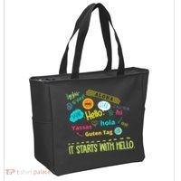 It Starts With Hello Friendship Unity Inclusion Teacher Gift Tote Bag thumb 2