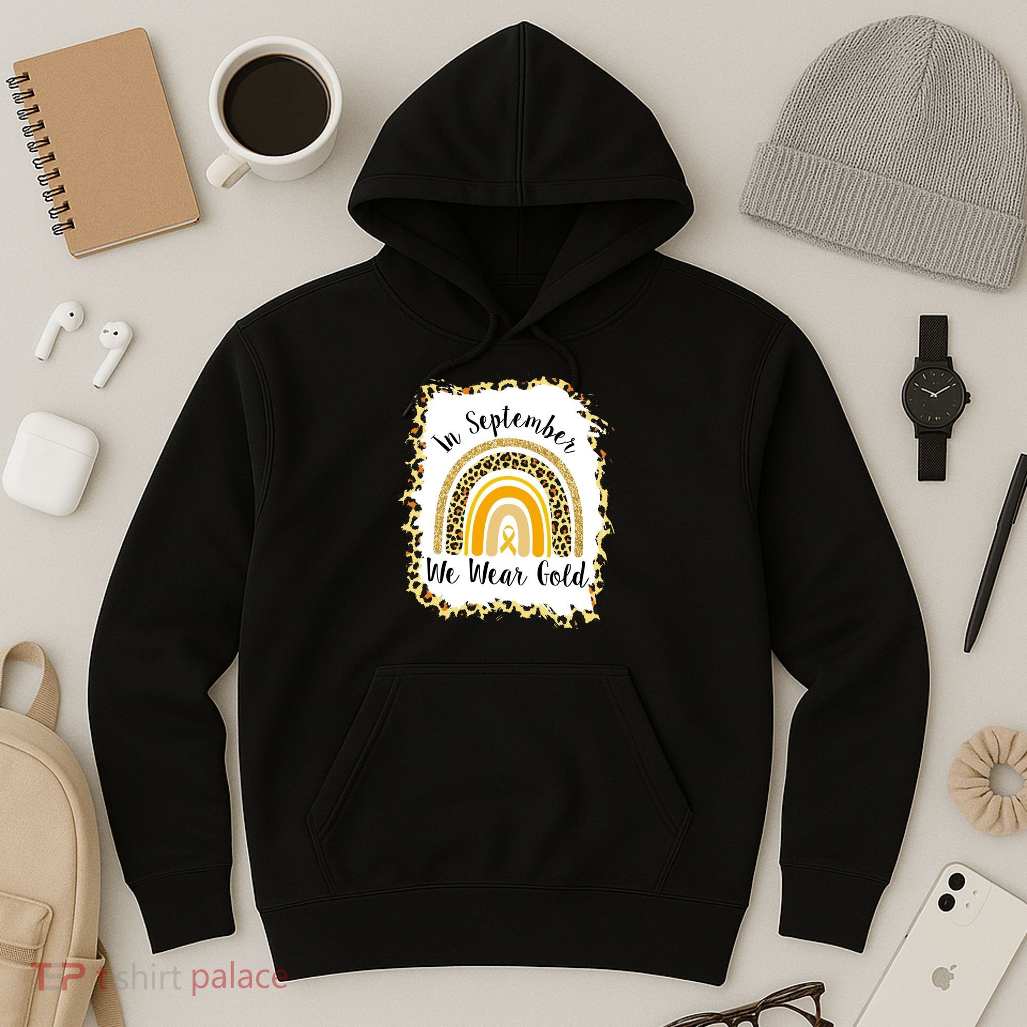 In September We Wear Gold Leopard Rainbow Hoodie