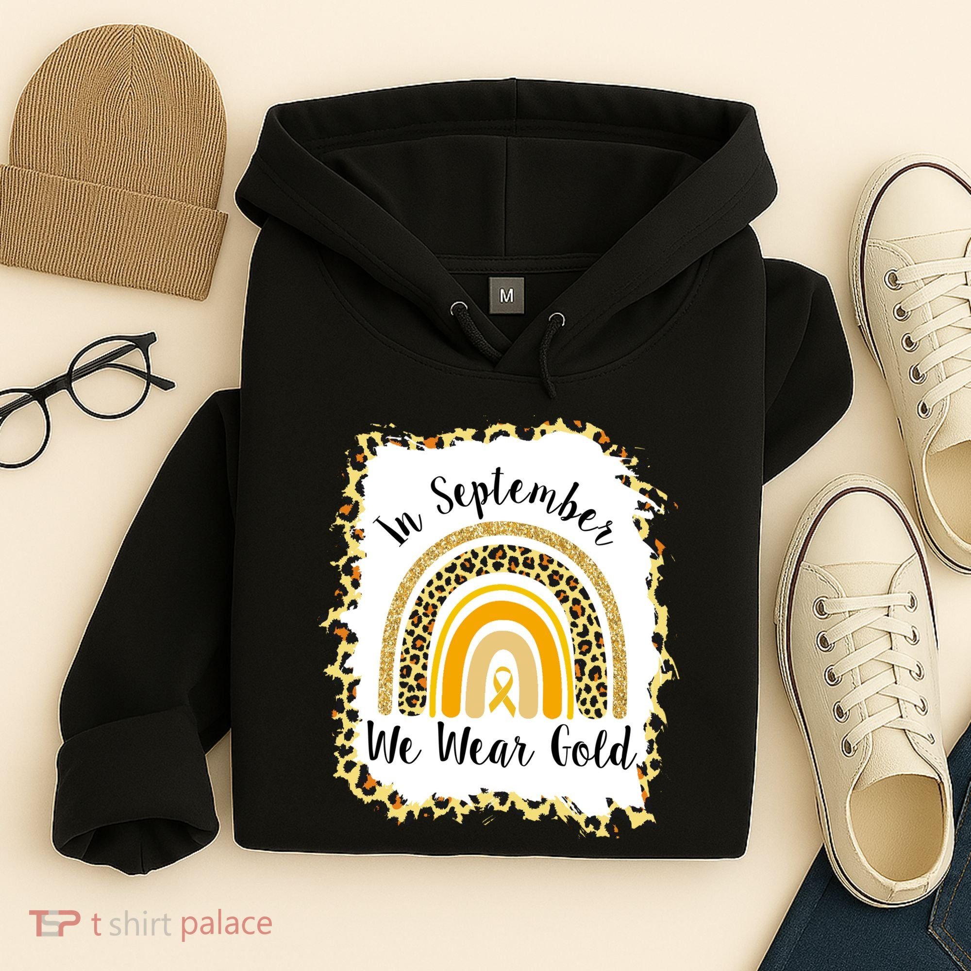 In September We Wear Gold Leopard Rainbow Hoodie