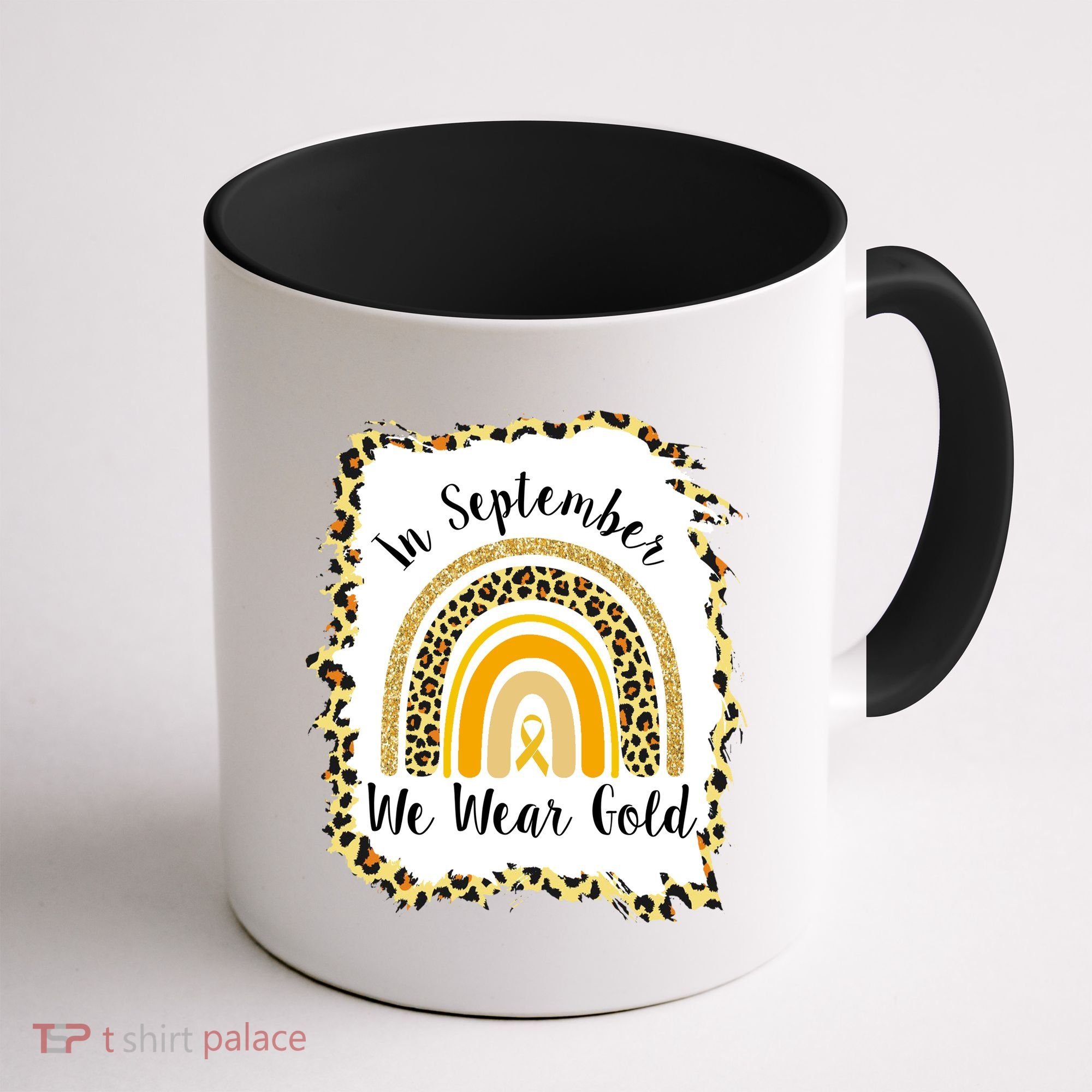 In September We Wear Gold Leopard Rainbow Coffee Mug