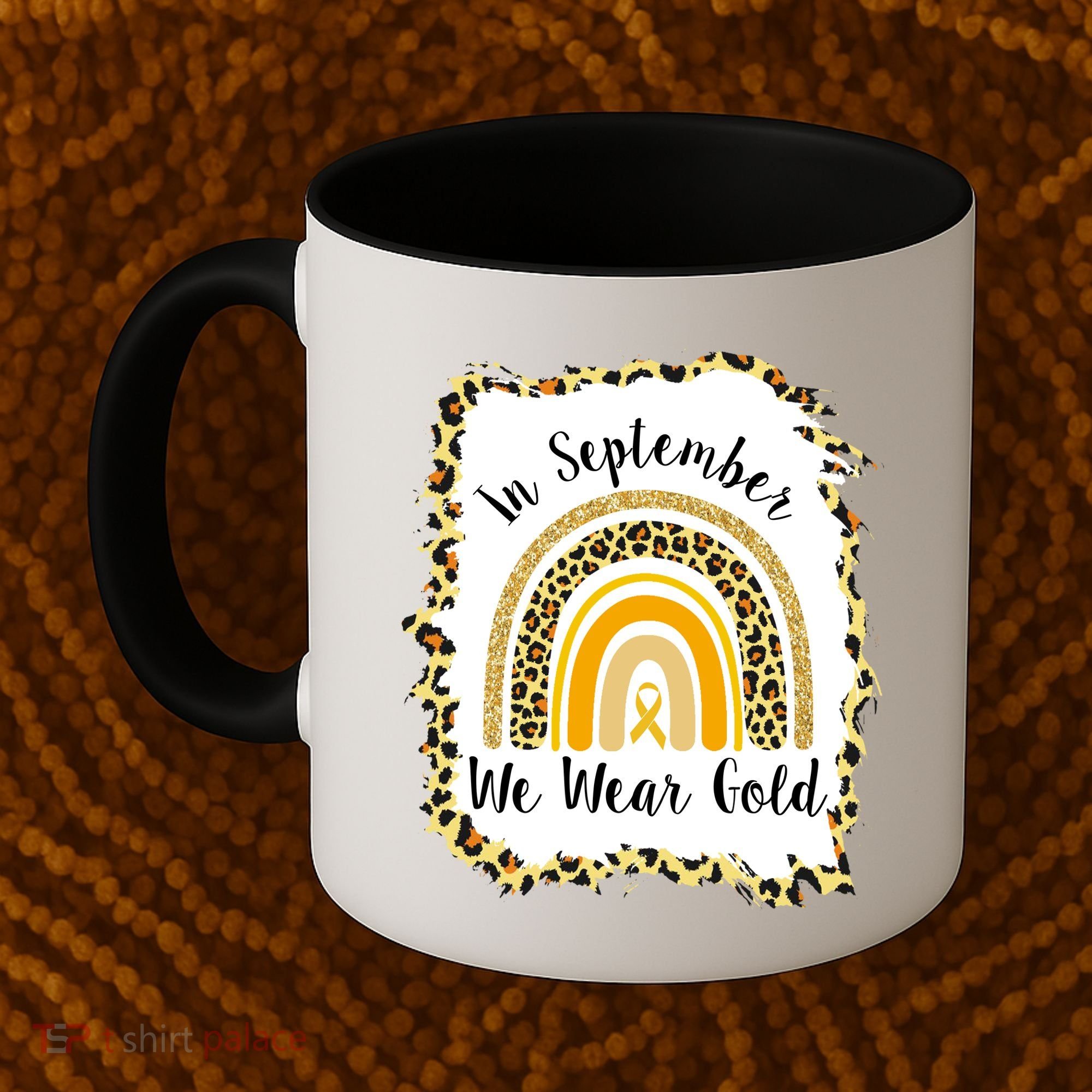 In September We Wear Gold Leopard Rainbow Coffee Mug