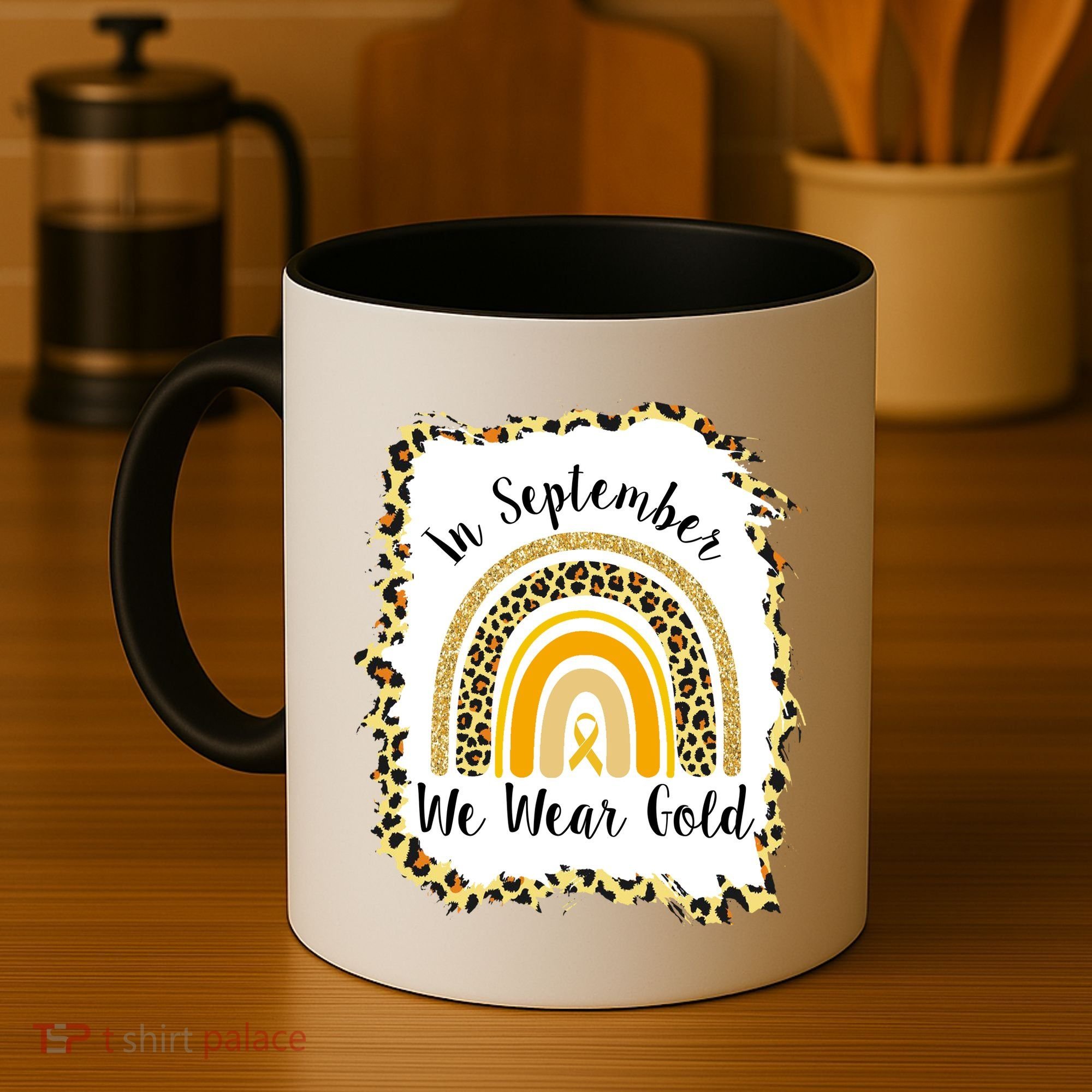 In September We Wear Gold Leopard Rainbow Coffee Mug