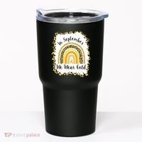 In September We Wear Gold Leopard Rainbow Tumbler thumb 0