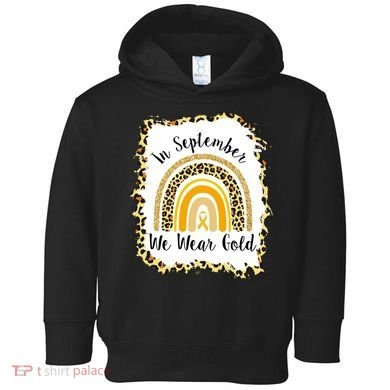In September We Wear Gold Leopard Rainbow Toddler Hoodie