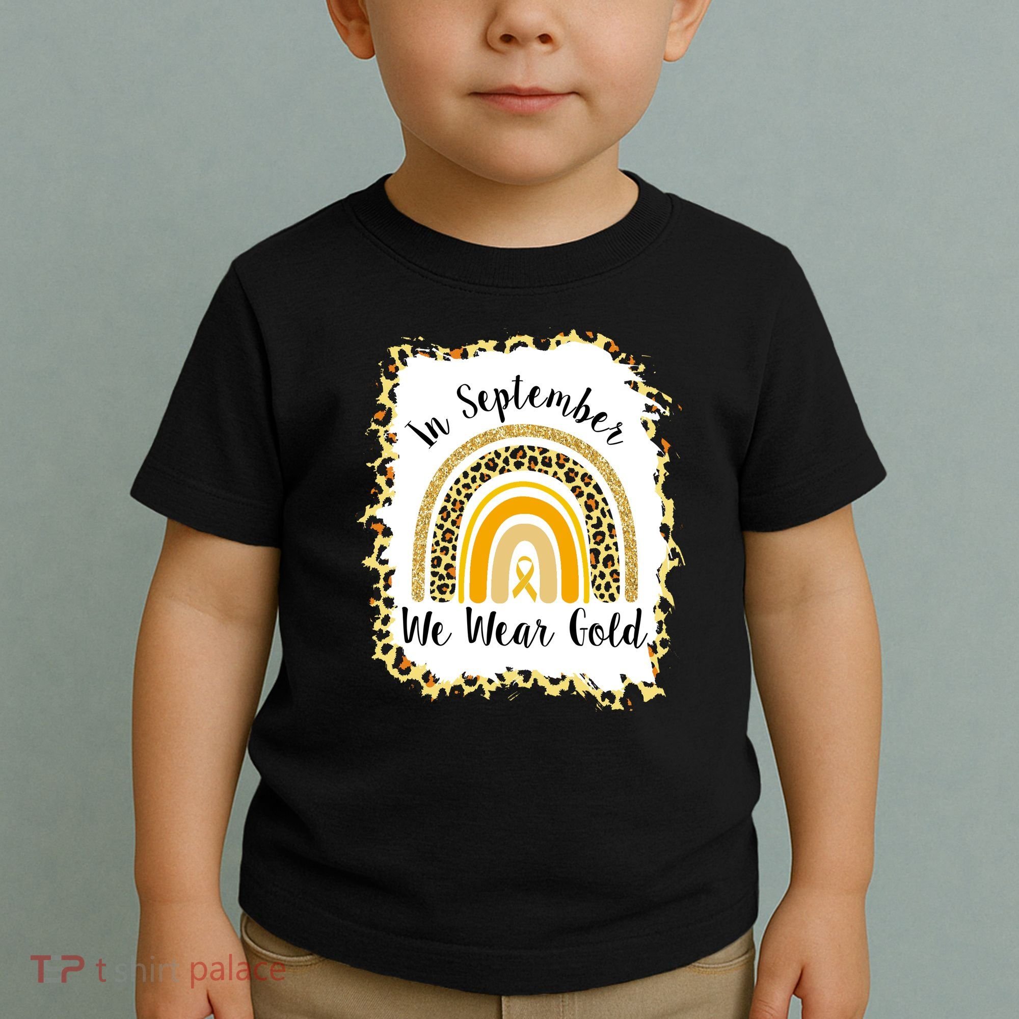 In September We Wear Gold Leopard Rainbow Toddler T-Shirt