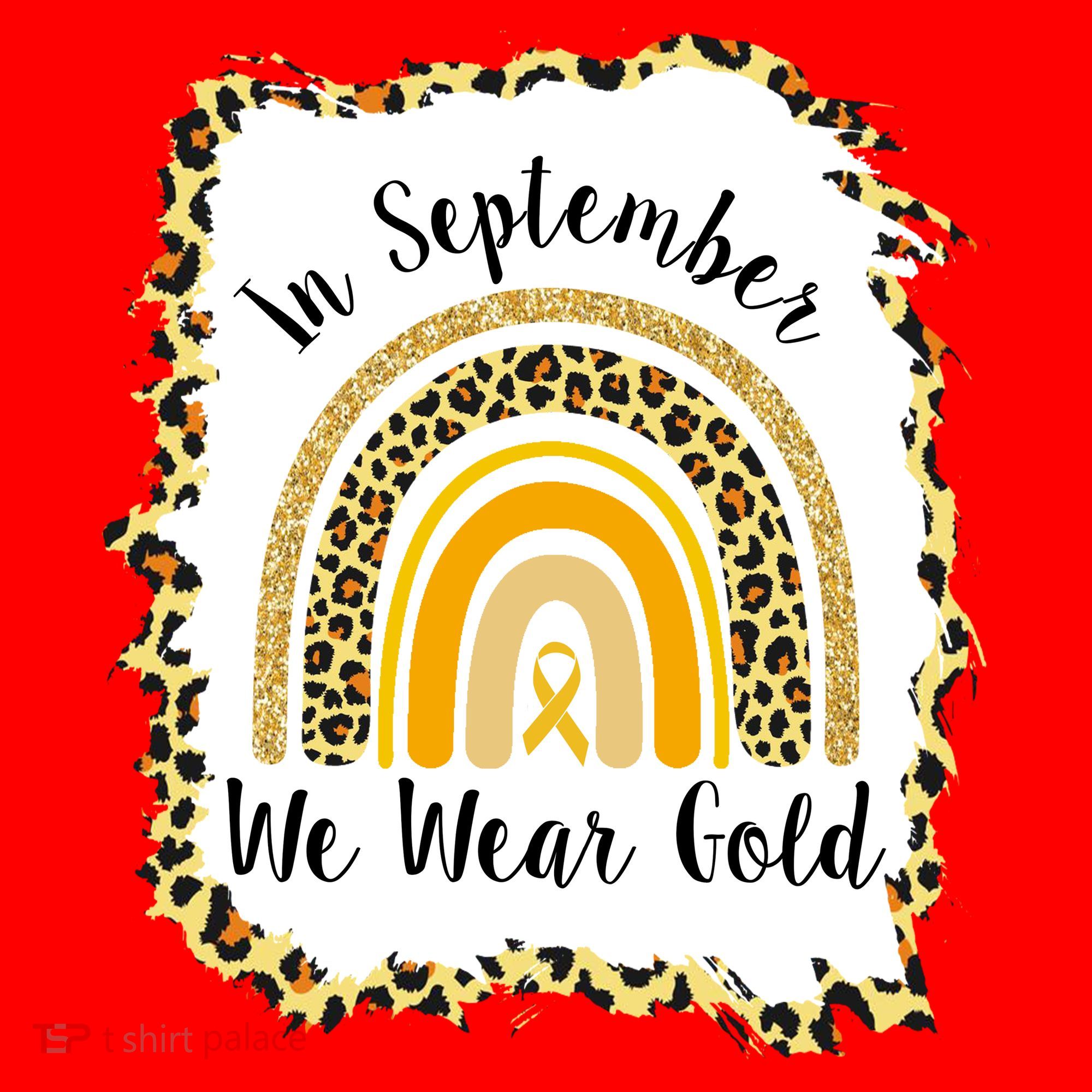 In September We Wear Gold Leopard Rainbow Santa Hat