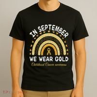 In September We Wear Gold Rainbow Childhood Cancer Awareness T-Shirt thumb 3