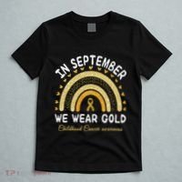 In September We Wear Gold Rainbow Childhood Cancer Awareness T-Shirt thumb 5